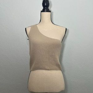 NASTY GAL- NWT Knit one shoulder asymmetrical knit cropped top